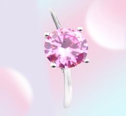 LuckyShine Round Topaz Rings 925 Silver Pink Cubic Zirconia Party Women Ring Size 7 8 9232N7090304