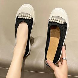 Casual Shoes Beaded Flats Women Mesh Shallow Designer 2024 Walking Fashion Marie Janes Brand Zapatillas Female