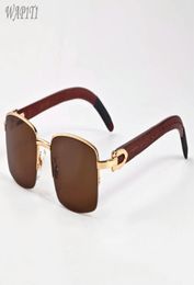 New Fashion Black Buffalo Horn Glasses Sunglasses For Women and Men Polarized Wooden Sunglasses Bamboo Frame Gold Wood Eyewear1242108