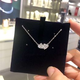 Swarovski Necklace Designer Women Original Quality Luxury Fashion Pendant True Love Stay Together Heart Shaped Necklace Female Crystal Heart Collar Chain Female