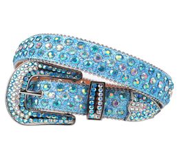 Western Cowgirl Cowboy Diamond Rhinestones Belt Luxury Strap Studded Wide Buckle Women Men Belts for Jeans8866464