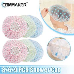 Shower Caps ASHOWNER waterproof shower cap with wide elastic band cover reusable bathroom cap fashionable wave point shower cap bathroom suppliesL2404