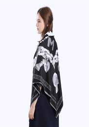 FashionNew Twill Silk Scarf Women Skull Key Printing Square Scarves Fashion Wrap Femd Large Hijab Shawl Neckerchief 130130CM8201285