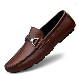 Casual Shoes 2024 Men Loafers Real Leather Fashion Boat Brand Male Flat