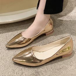 Womens Heeled Shoes Spring Autumn Flat-bottomed Pointed Casual Slip-on Solid Colour Elegant Low-heeled 240429