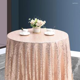 Table Cloth 60/80/100/120/130cm Round Sequin Tablecloth Romantic Glitter Solid Colour For Wedding Banquet Party El Decor