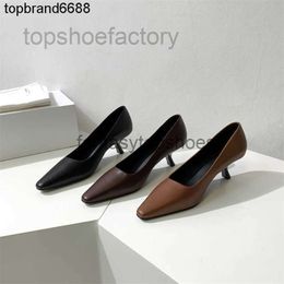 The Row Top TR shoes Dress Shoes Women Designers Rois Cowhide Elegant Cat Heel Thin Heel High Heel Womens Single Shoes Size 34-39 UE06