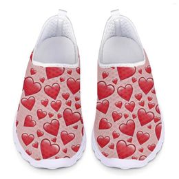 Casual Shoes Color Heart Pattern Summer Woman Flats For Women Breathable Mesh Sneaker Lady Slip On Loafers Footwear Beach Shoe