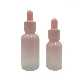 Storage Bottles 5-100ml Essential Oil Dropper Bottle Liquid Serum Drop Massage Pipette Packaging Gradient Pink Glass 15pcs