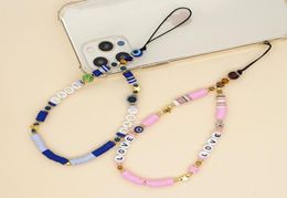 Link Chain Phone Charm Beads For Mobile Charms LOVE Letter Acrylic Mix Colour Bead Lanyard Hangs Heise Jewerly1957934