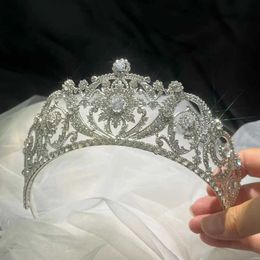 Tiaras di lusso elegante principessa regina argento colore corona corona tiara nuda aaa zircone corona per donne femminili per ragazze gioielli