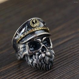 Cluster Rings BOCAI Real S925 Silver For Man Antique Skull Personalized Gimmick Adjustable Punk Trend Holiday Gift