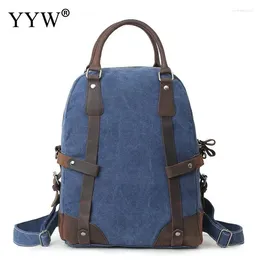 Backpack Canvas Men'S Shoulder Crossbody Bag Leisure Back Pack Casual Travel Bags Retrohand Rucksack Bolsa Masculina