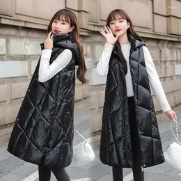 Women's Vests Long Hooded Parkas Fashion Winter Sleeveless Jacket Women Casual Thick Down Cotton Coat Warm Waistcoat