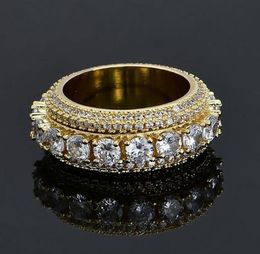 Mens Iced Out 1 Row CZ Ring 360 Eternity Rings Micro Pave Cubic Zirconia 14K Gold Plating Top Quality Simulated Diamonds Ring7959546