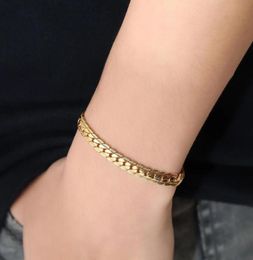 Cuban Chain Gold Bracelet for Men Women Lovers Punk Hip Hop Stainless Steel High Quality Fashion Curb Bangle Statement Jewelry4349549