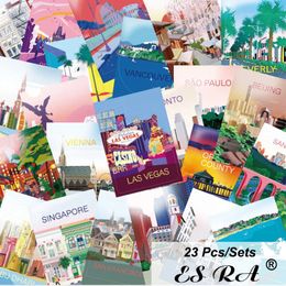 23 PcsSets Stickers Luggage Aesthetic Cities Travel Big Size Stickers Sets Decals for Travel Case Decorate Waterproof Vinyl 240422