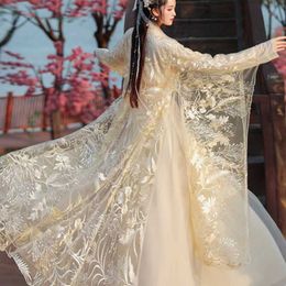 Ethnic Clothing Chinese Traditional Ethnic Hanfu Womens Ancient Dress Summer Dress Lace Embroidery Princess Dress