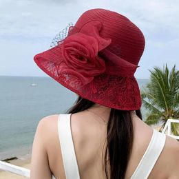 Berets Elegant Flower Sun Hats For Women Ladies Sunscreen Outdoor Travel Fisherman Caps Summer Anti-UV