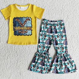 Clothing Sets Fashion Baby Girl Designer Clothes Short Sleeve Bell Bottom Outfit Spring Kids Boutique Wholesale Set