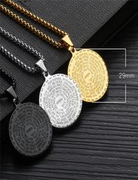 Punk Titanium Steel Gold Chain Necklace Hand Coin Medal Pendant Bible Verse Prayer For Women Couple Jewellery B3 Necklaces9922243