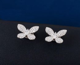 S925 silver stud earring butterfly shape with sparkly diamond for women wedding Jewellery gift have stamp PS32235764693