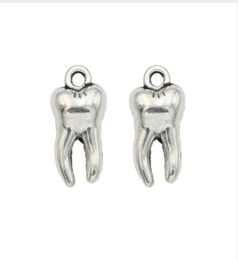 200pcslot Antique Silver Plated Tooth Charms Pendants for Necklace Jewellery Making DIY Handmade Craft 15x8mm9826165
