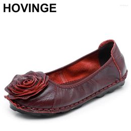 Casual Shoes 2024 Genuine Leather Sneakers Women Flat Loafers Flower Slip On Retro Female Autumn Soft Mother Flats Loafer