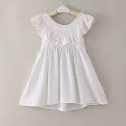 Girl Dresses Toddler Summer Sleeveless Solid Color Ruffles Dress Party For Children Clothes Kids Holiday Sweater Girls