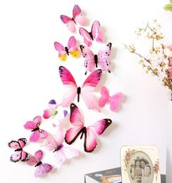 2018 12pcs Decal Wall Stickers Home Decorations 3D Butterfly Rainbow Drop JA26 C181222014515148