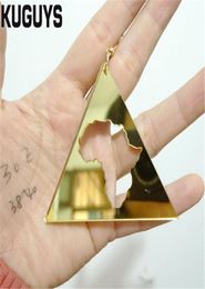 Acrylic Map Africa Big Dangle Earrings for Women Mirror Gold Silver Color Hyperbole Jewelry Triangle Round Accessories1993053