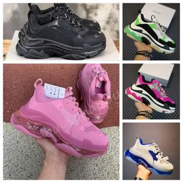 Triple s clear sole men women designer triple s sneakers casual shoes platform sneakers dad's shoes black white grey red pink blue Royal Neon Green