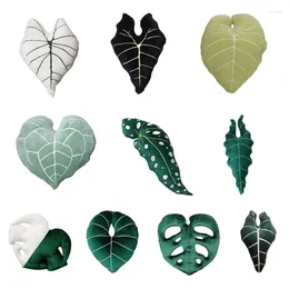Pillow Green Leaf Throw Plush Realistic Leaves Ornaments