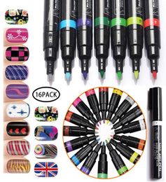 16 Colours Set Nail Art Pen 3D Nail Art DIY Decoration Nails Polish Pen Set Design Nails Beauty Tools Paint Pen Supplies3500475