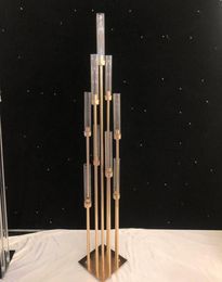 Candle Holders Metal Candelabra Road Lead Table Centrepiece Gold Candelabrum Stand Pillar Candlestick For Wedding 8 Heads 10 Hea4044629