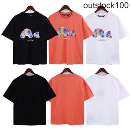 High end designer clothes for Paa Anggles Trendy Colourful Painted Broken Head Bear Printed Short Sleeve Tshirt for Men Women High Street Half Sleeve With 1:1 original