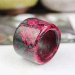Decorative Figurines Natural High Quality Men Bloodstone Peach Stone Floating Flower Pull Plum Blossom Ring Gift Jewellery