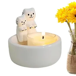 Candle Holders Cartoon Kitten Holder Kitty Sticks Scented Ceramic Handmade Its Paws Cute