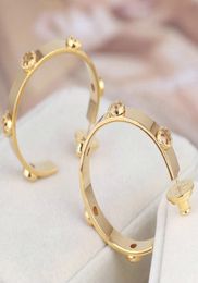 Real 18K Gold Plated Gold Huggie Hoop earrings Brand Gold Button Logo Fashion earrings6784551