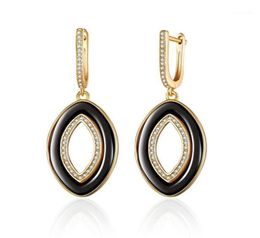 Dangle Chandelier Vintage Oval Circle Ceramic Drop Earrings For Women Zirconia Gold Silver Colour Hanging Gifts Girls Jewelry16089930