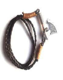 Vintage Style Charm Bracelet Viking Feeling Axe Pendant Different Colour Rope Chain Personality Jewellery Zinc Alloy Drop2280006