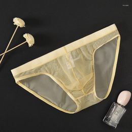 Underpants Sexy Underwear Men Transparent Ultra-thin Panties Mens Breathable See Through Briefs Male Mesh Summer Ice Silk