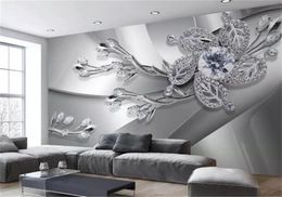 Custom Modern 3d Wallpapers Metal Texture Diamond Jewels Living Room TV Background Wall Decoration Mural Wallpaper2330182