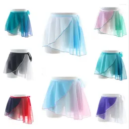 Stage Wear Chiffon Ballet Skirt One Size Gradient Dancewear Piece Gymnastics Girl