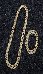 Hip Hop Men Bling Iced Out Link Chain Jewellery 18inch 20inch 24inch Rhinestone Fashion 14k Gold Silver Miami Cuban Chains Necklaces1744200