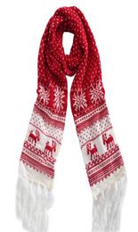 Scarves Christmas Scarf For Women Men Snowflake Elk Knitted Red Black White Long With Tassels Vintage Lovers Couple Fringe9563406