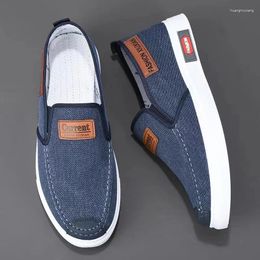 Casual Shoes Men's Summer Round Toe Canvas Fashionable Anti Slip Soft Sole Single Shoe For Men Lazy Tenis Masculino