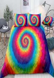 3 Pieces Hippie Rainbow Tie Dye Bedding Colourful Microfiber Duvet Cover Set Queen Bed Set 3pcs Tie Dyed Home Textiles Dropship3403495