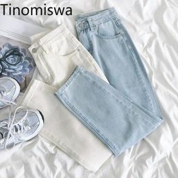 Women's Jeans Tinomiswa High Waist Denim Women Solid Colour Loose Casual Simple All-match Pants Female Streetwear Basic Summer Capris