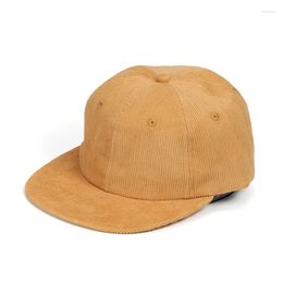 Ball Caps Corduroy 6 Panel Cap Unstructured Mid-Profile Flat Visor Baseball Soft Comfortable Hip-Hop Snapback Hat Big Size Men Women